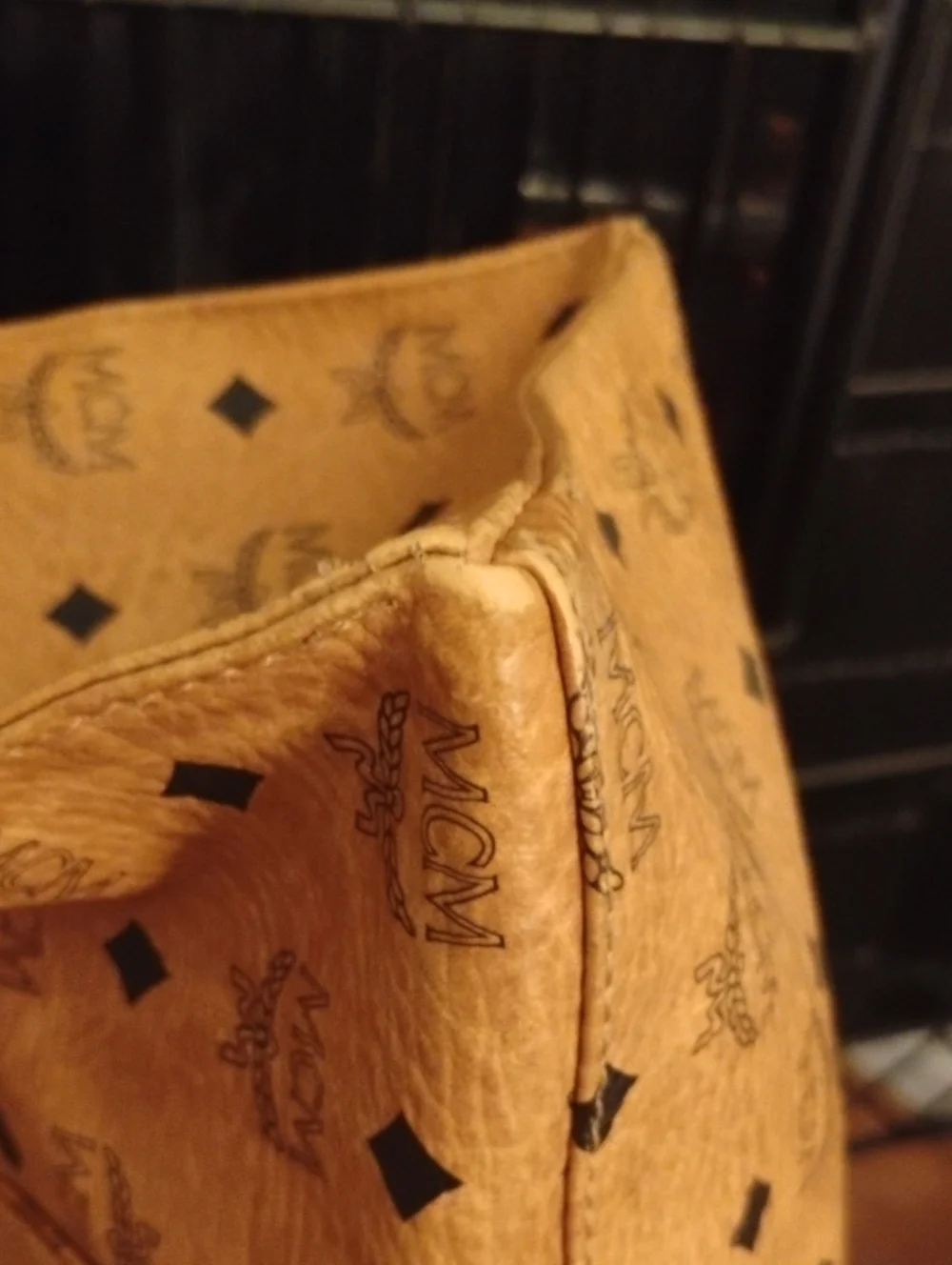 MCM Visetos Cognac Vintage XL Tote Bag